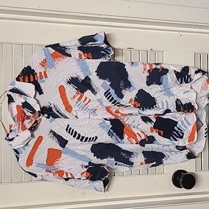 Men's Hawaiian style aloha abstract print button down shirt